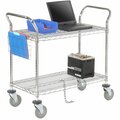 Nexel Chrome ESD Utility Cart w/2 Shelves & Polyurethane Casters, 36inL x 24inW x 39inH B2351876